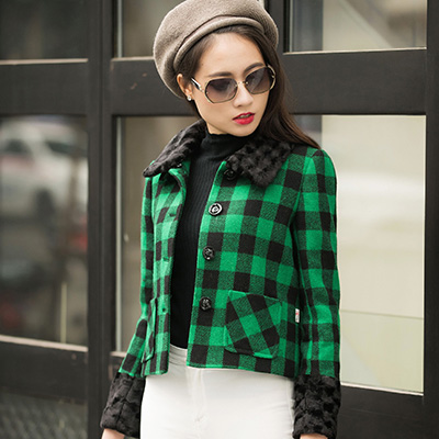 áo khoác dạ, áo khoác dạ kẻ, áo khoác dạ kẻ phối lông