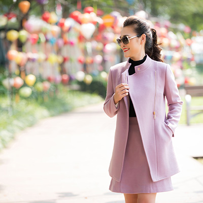 áo khoác dạ dáng dài, áo khoác dáng dài, áo khoác kẻ caro, chân váy dạ chữ A