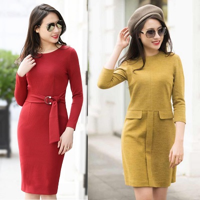 đầm dài tay, đầm dạ dài tay, đầm liền dài tay, dam dai tay, dam da dai tay