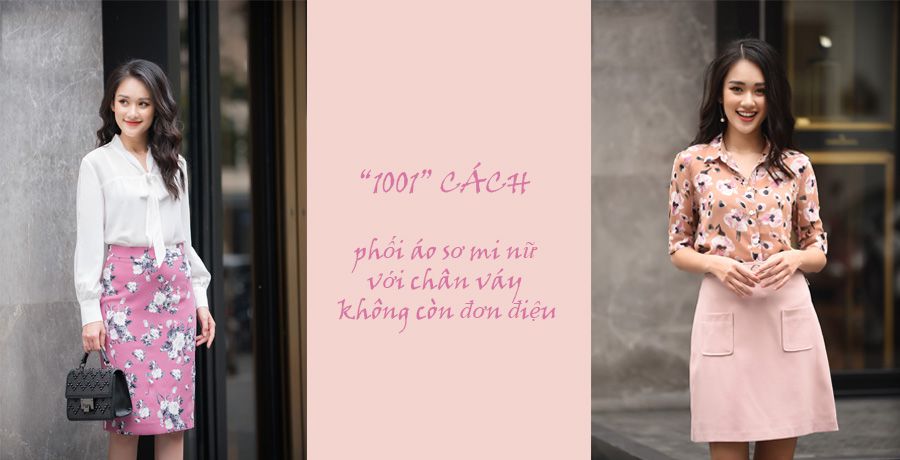 áo sơ mi nữ, phối áo sơ mi nữ, phối áo sơ mi nữ với chân váy, ao so mi nu, phoi ao so mi nu, cach phoi ao so mi nu