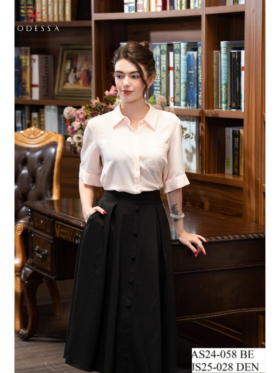ÁO SƠ MI TAY LỠ CỔ ĐỨC AS24-058