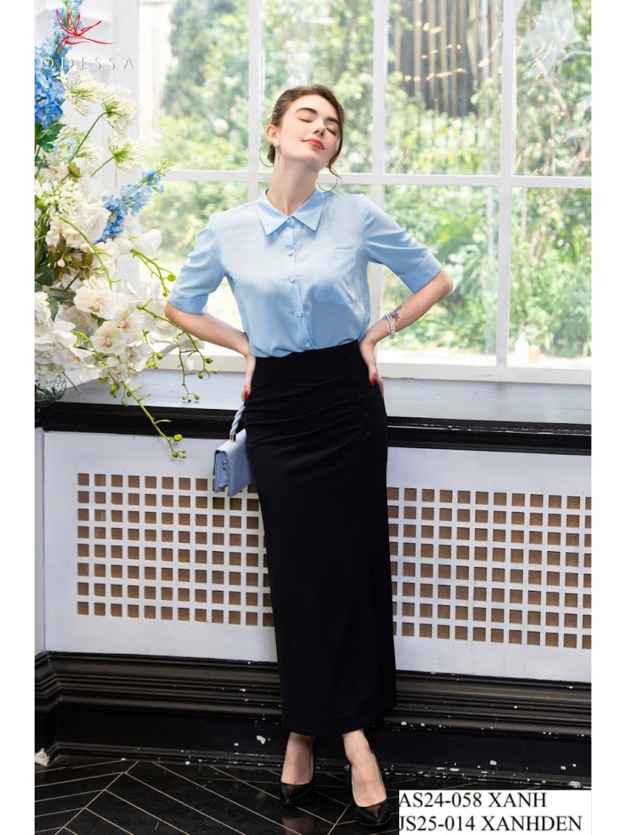 ÁO SƠ MI TAY LỠ CỔ ĐỨC AS24-058