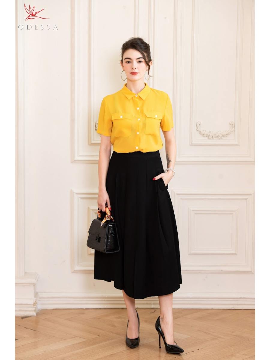 ÁO SƠ MI CỘC TAY PHỐI TÚI TRƯỚC NGỰC AS24-083