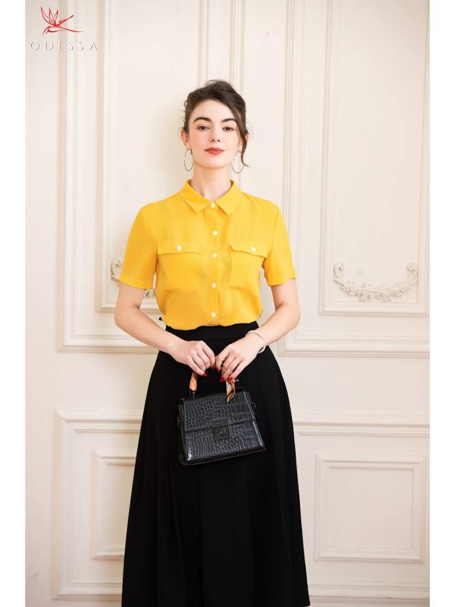 ÁO SƠ MI CỘC TAY PHỐI TÚI TRƯỚC NGỰC AS24-083