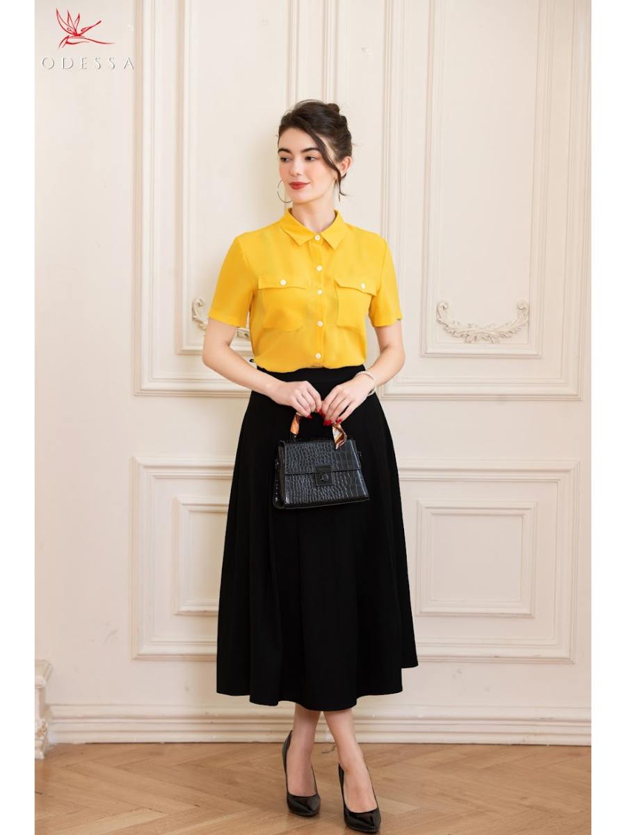 ÁO SƠ MI CỘC TAY PHỐI TÚI TRƯỚC NGỰC AS24-083