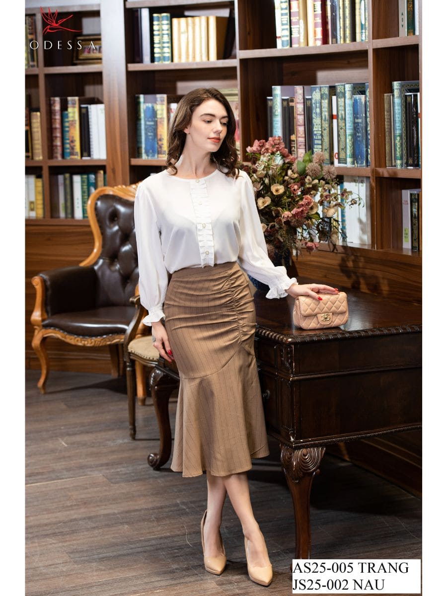 ÁO SƠ MI CỔ TRÒN TAY DÀI AS25-005