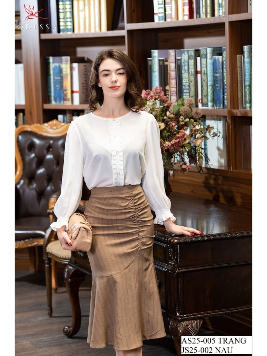 ÁO SƠ MI CỔ TRÒN TAY DÀI AS25-005