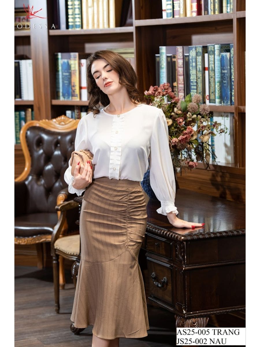 ÁO SƠ MI CỔ TRÒN TAY DÀI AS25-005