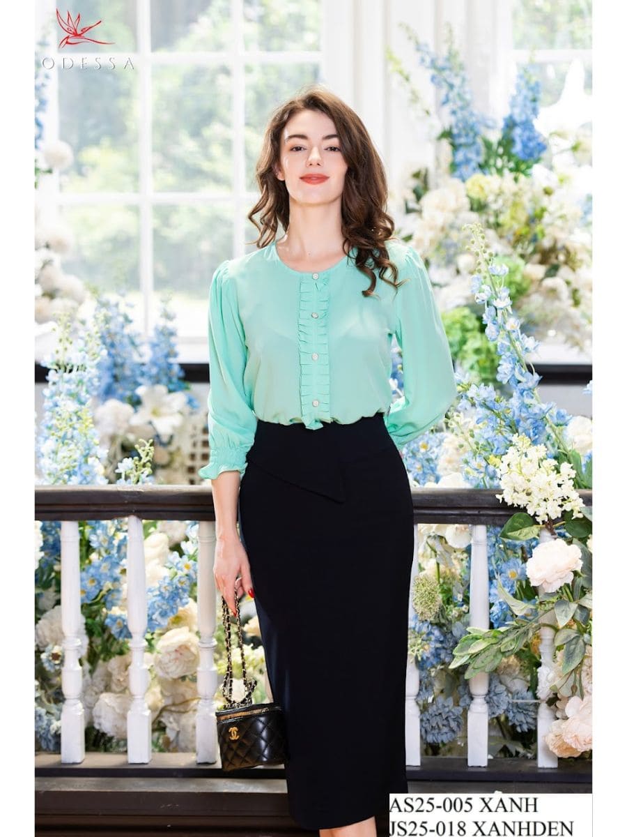 ÁO SƠ MI CỔ TRÒN TAY DÀI AS25-005