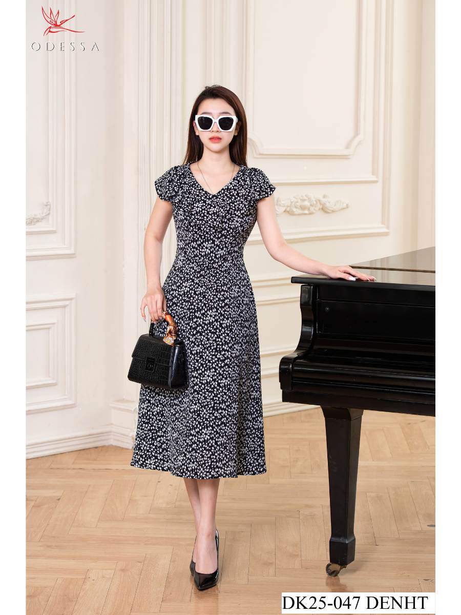 ĐẦM MAXI CỔ V SANG TRỌNG DK25-047