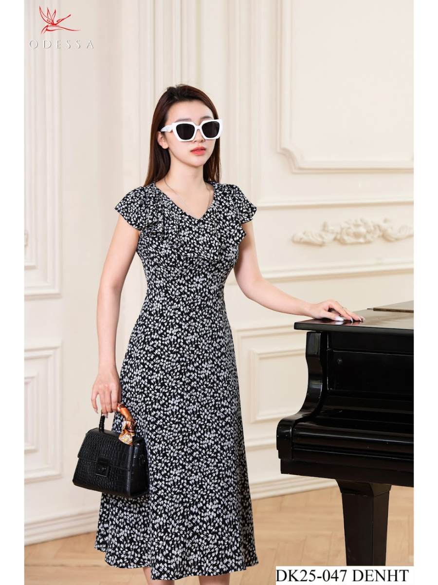 ĐẦM MAXI CỔ V SANG TRỌNG DK25-047