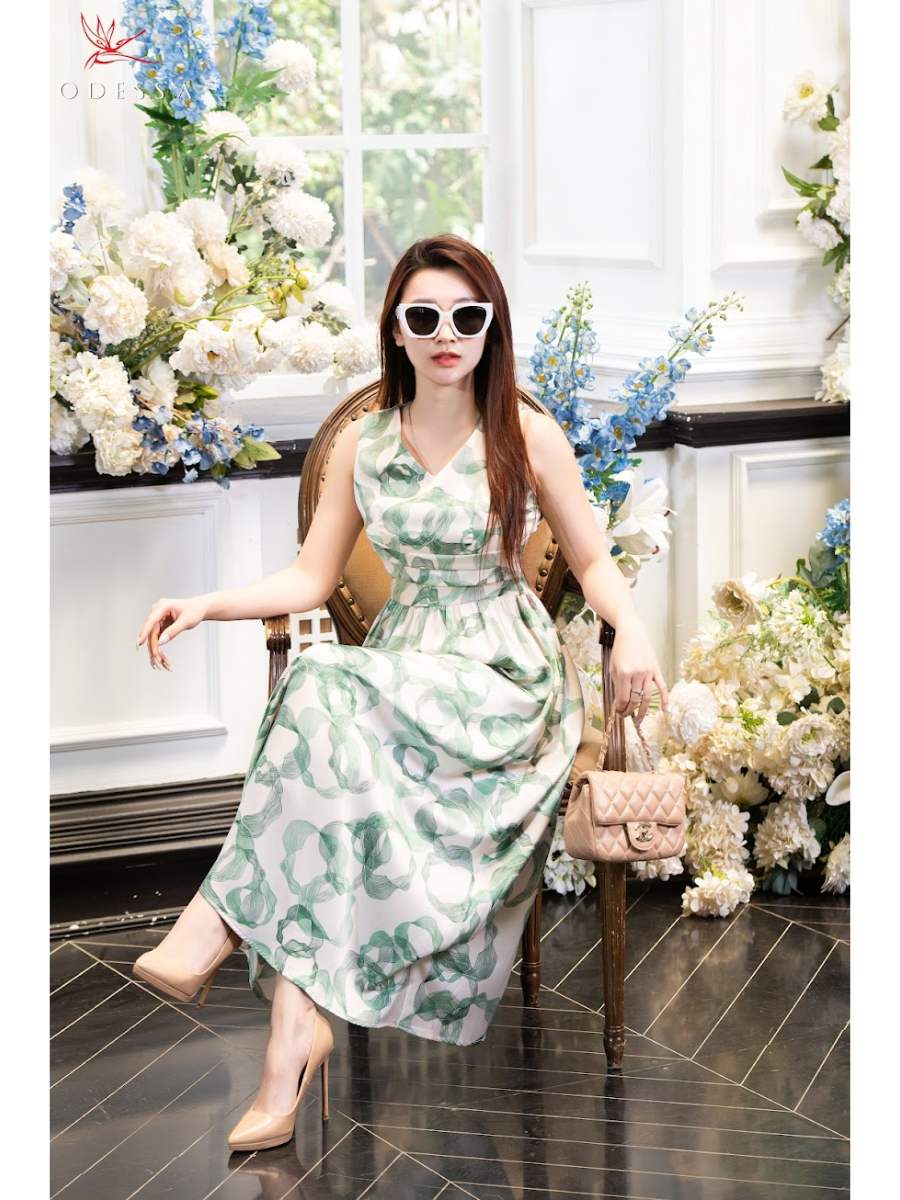 ĐẤM MAXI DÁNG XINH CỔ V DK25-057