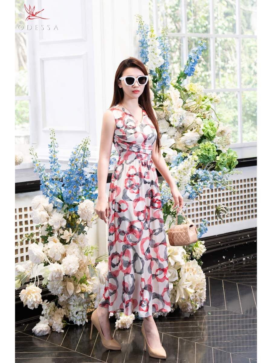 ĐẤM MAXI DÁNG XINH CỔ V DK25-057