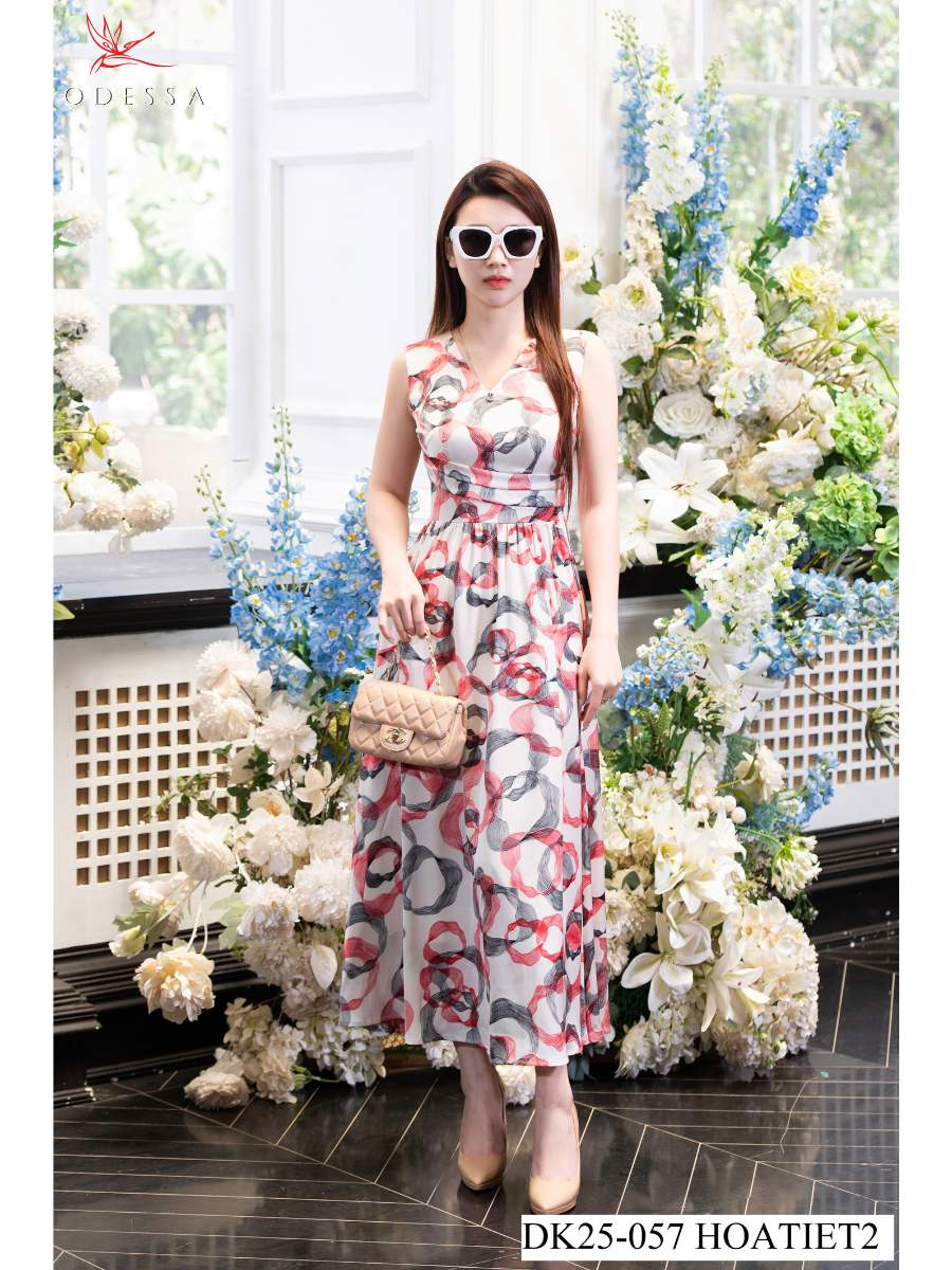 ĐẤM MAXI DÁNG XINH CỔ V DK25-057