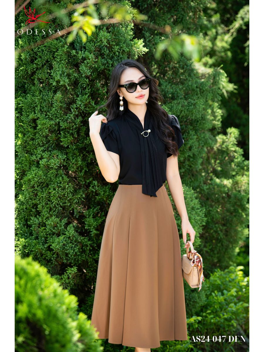 ÁO SƠ MI KIỂU TAY NGẮN BÚP SEN AS24-047