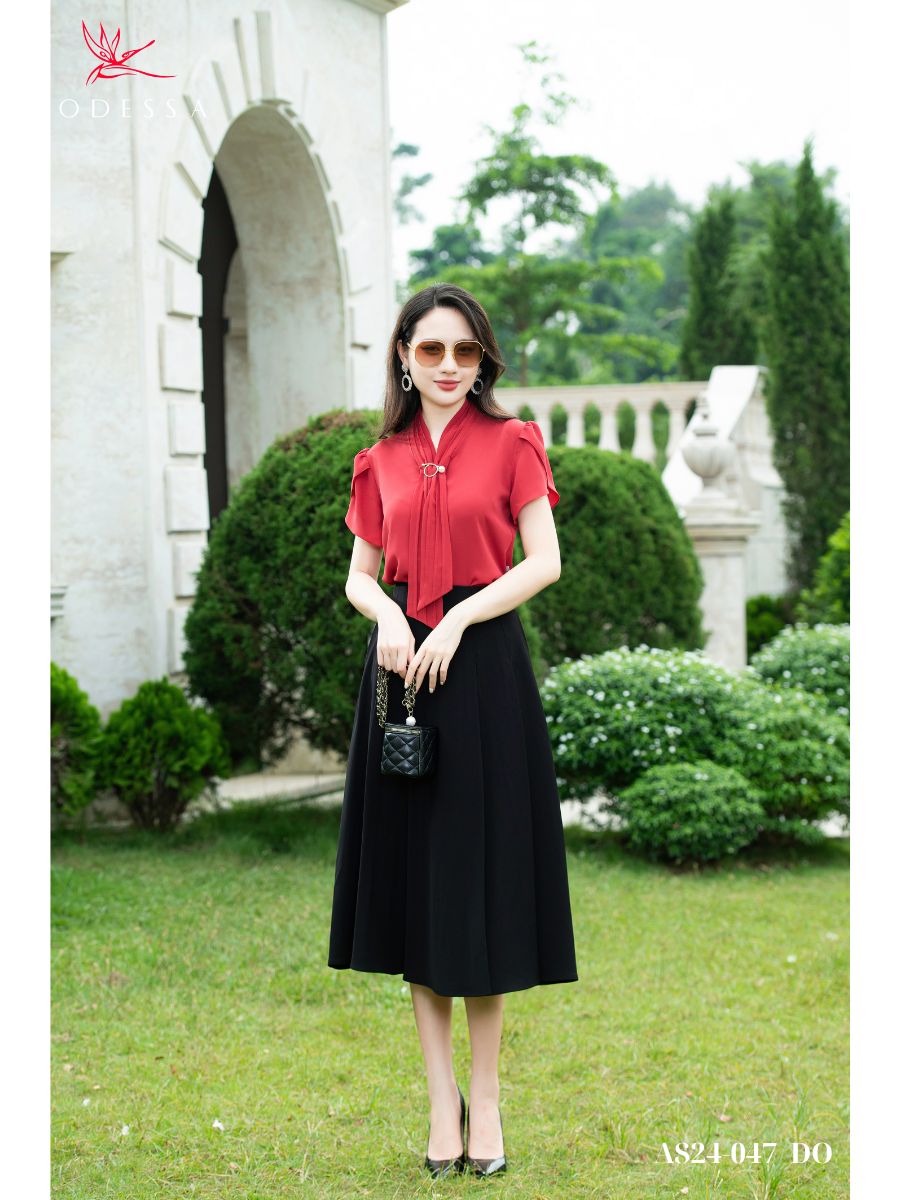 ÁO SƠ MI KIỂU TAY NGẮN BÚP SEN AS24-047