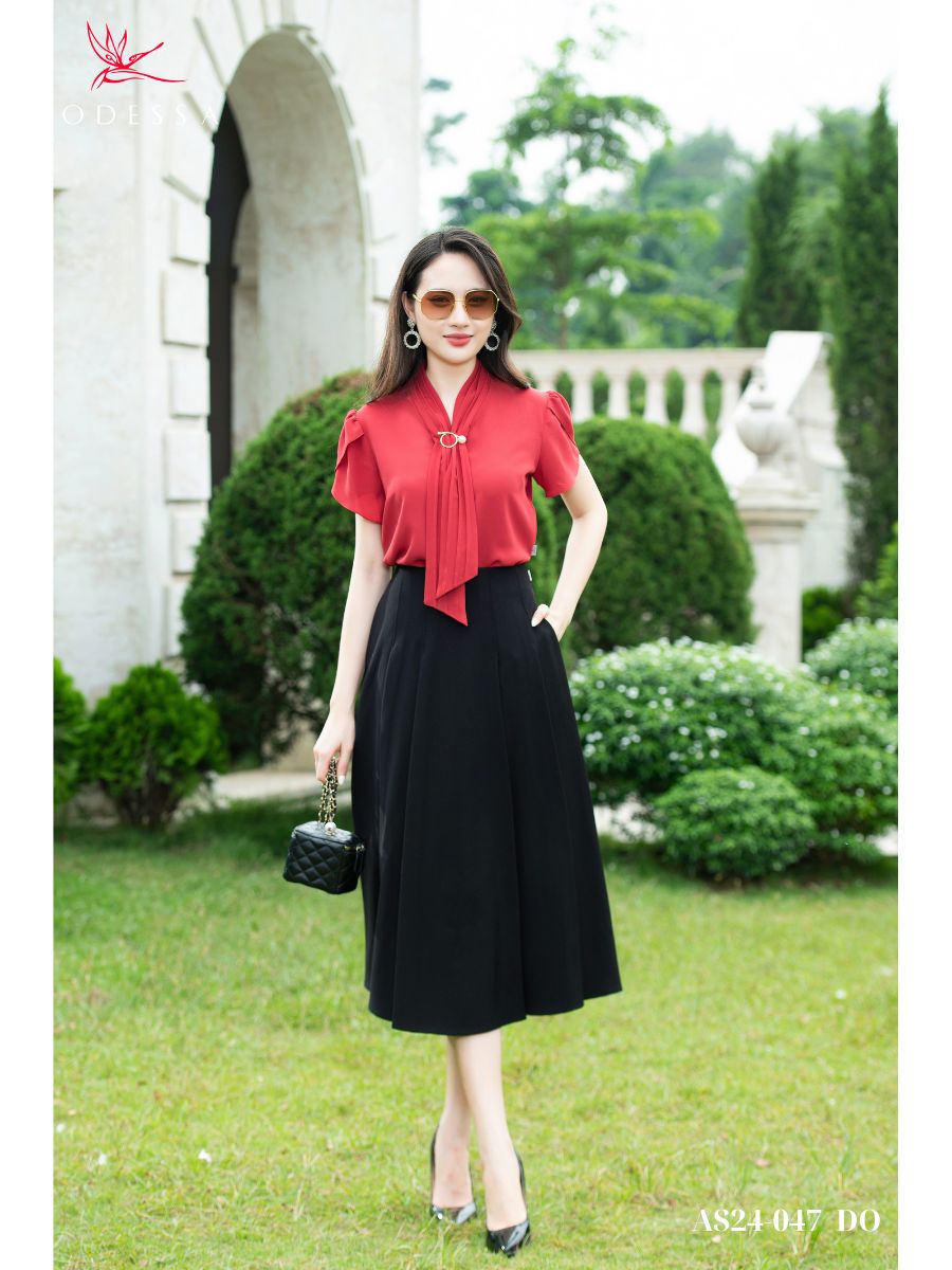 ÁO SƠ MI KIỂU TAY NGẮN BÚP SEN AS24-047