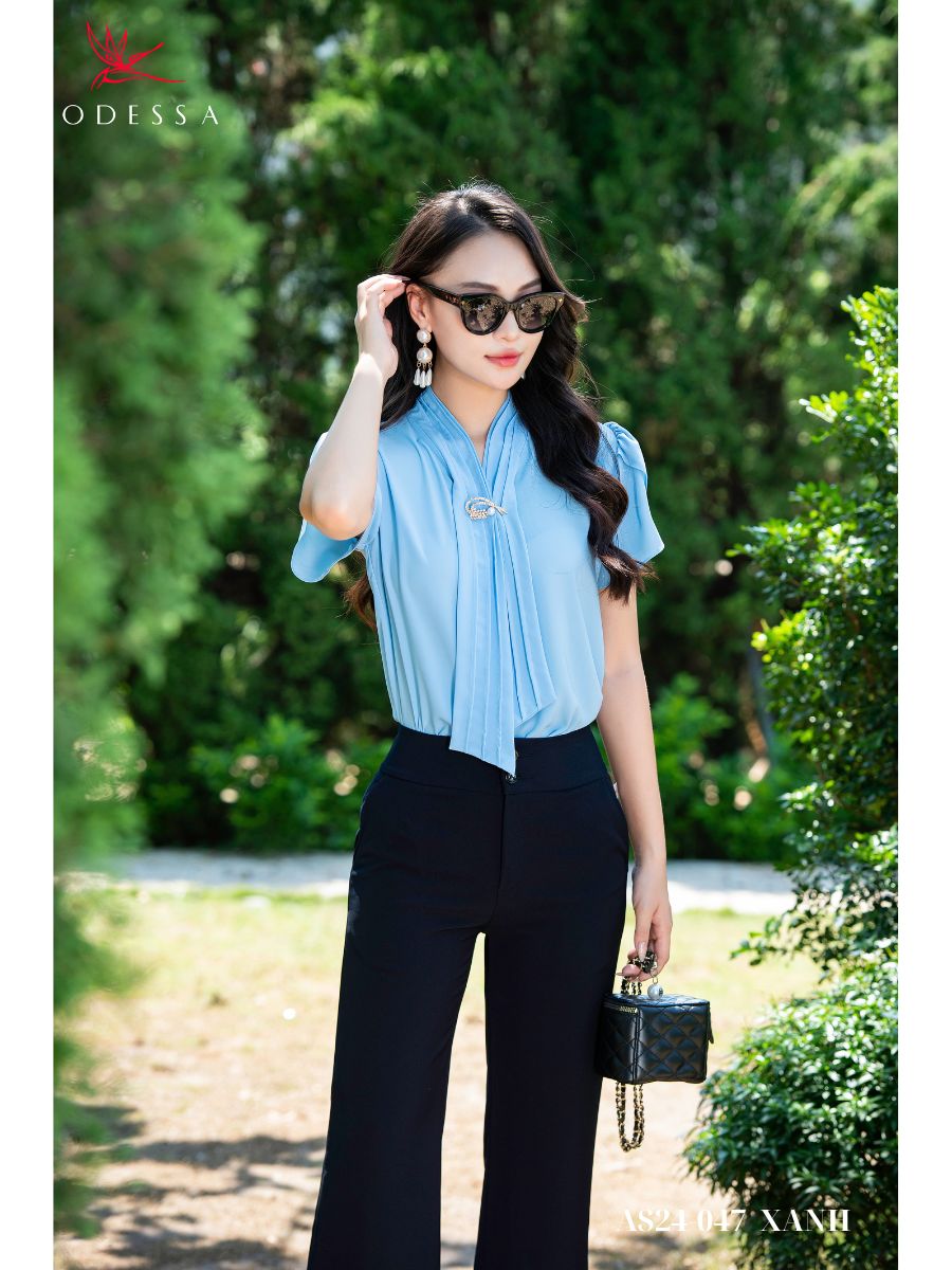 ÁO SƠ MI KIỂU TAY NGẮN BÚP SEN AS24-047