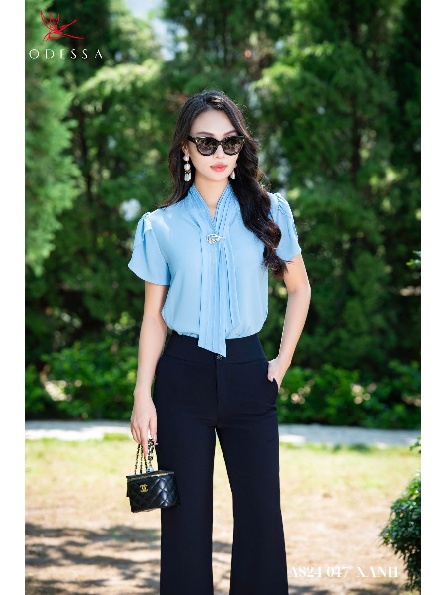 ÁO SƠ MI KIỂU TAY NGẮN BÚP SEN AS24-047