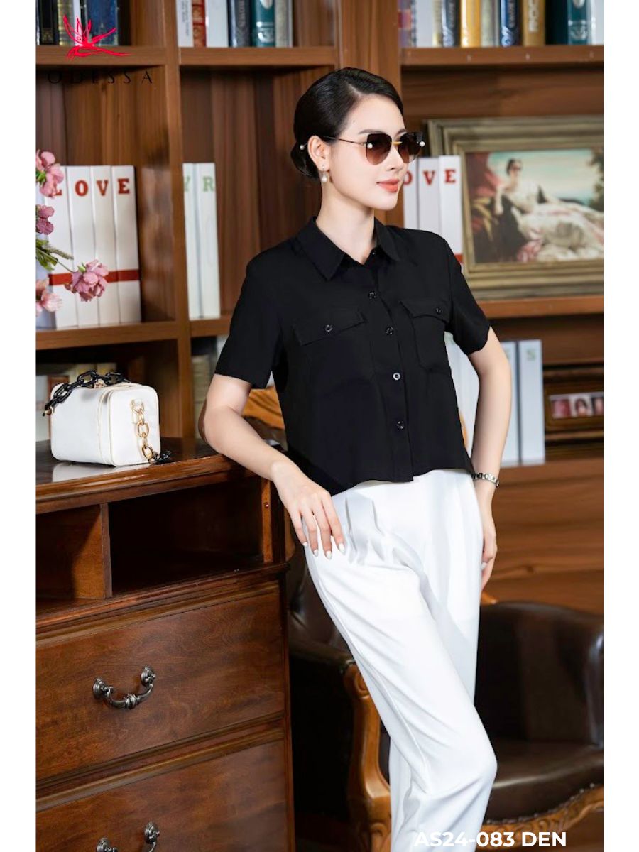 ÁO SƠ MI CỘC TAY PHỐI TÚI TRƯỚC NGỰC AS24-083