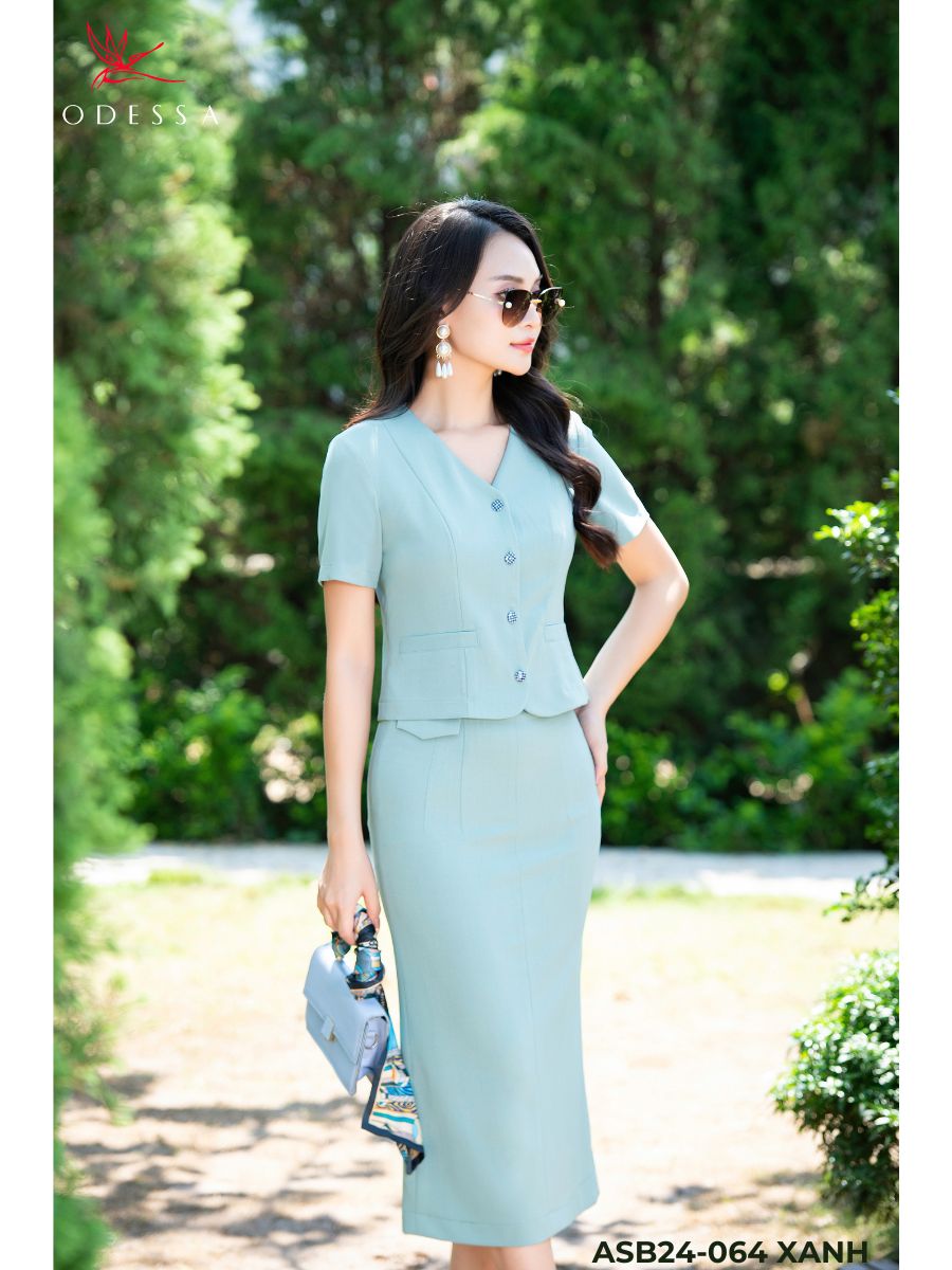 ÁO SƠ MI CỔ TIM PHỐI TÚI ASB24-064