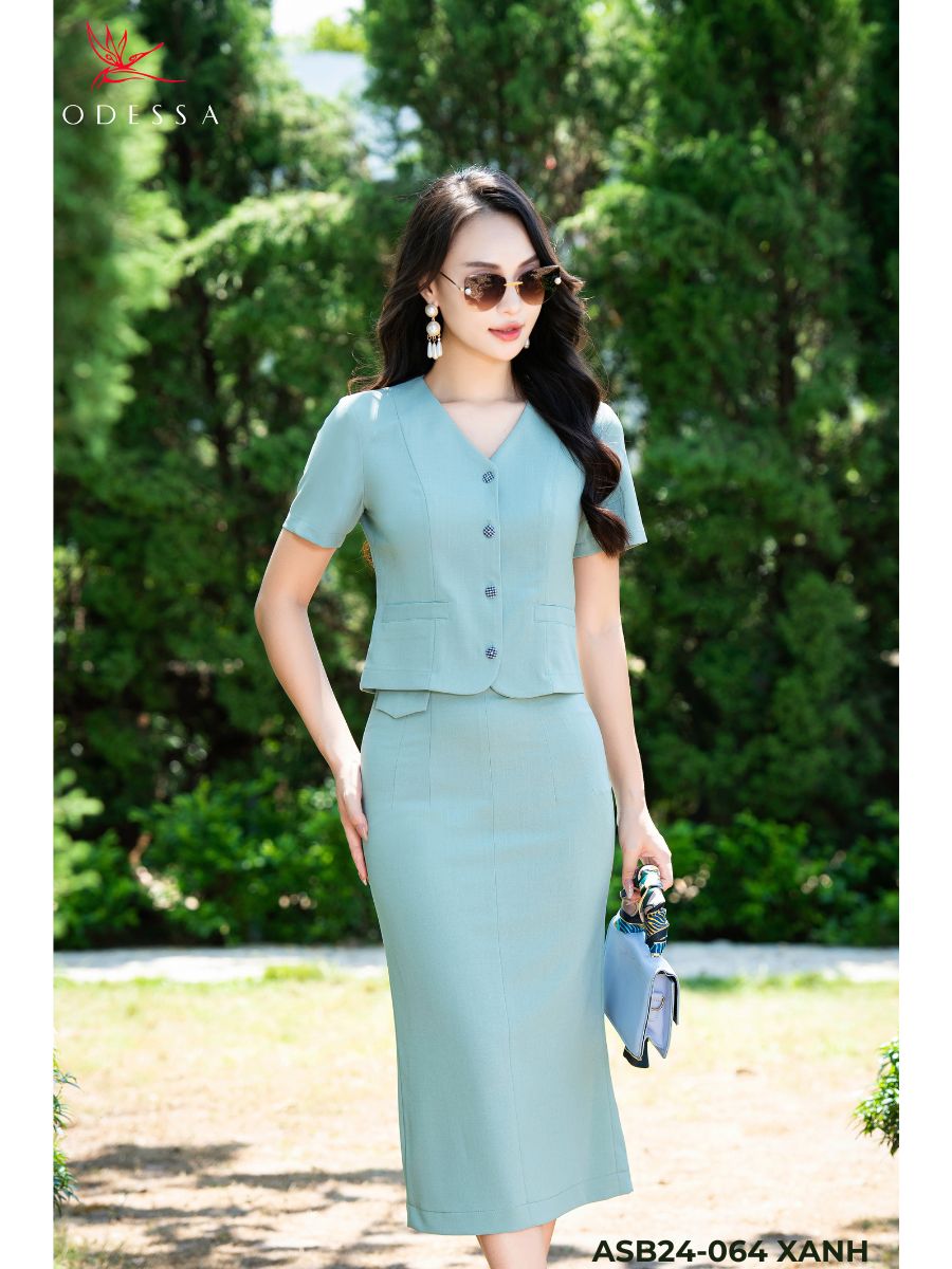 ÁO SƠ MI CỔ TIM PHỐI TÚI ASB24-064