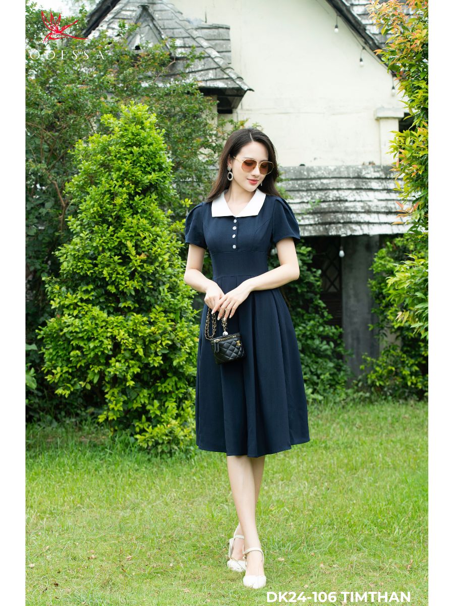 ĐẦM DÁNG XÒE PHỐI CỔ DK24-106