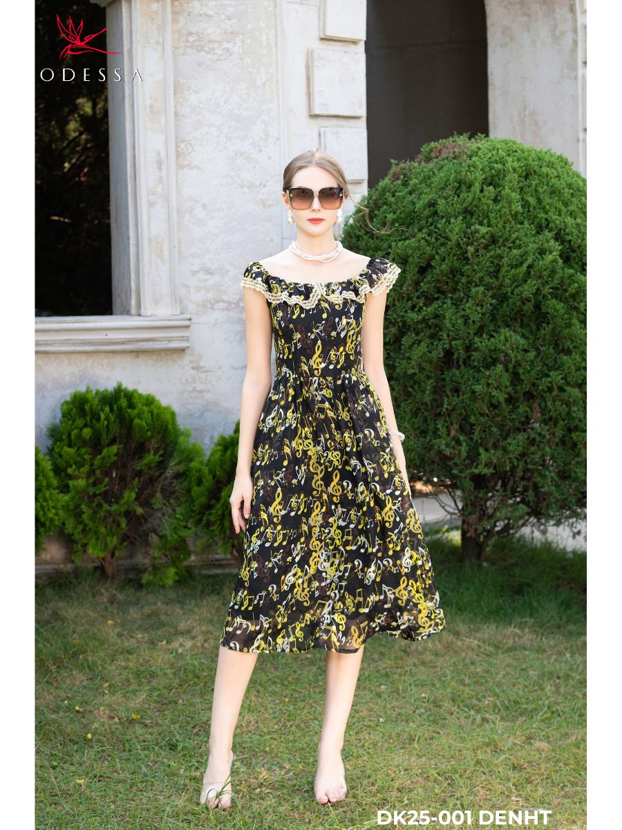 ĐẦM TRỄ VAI VIỀN REN DK25-001