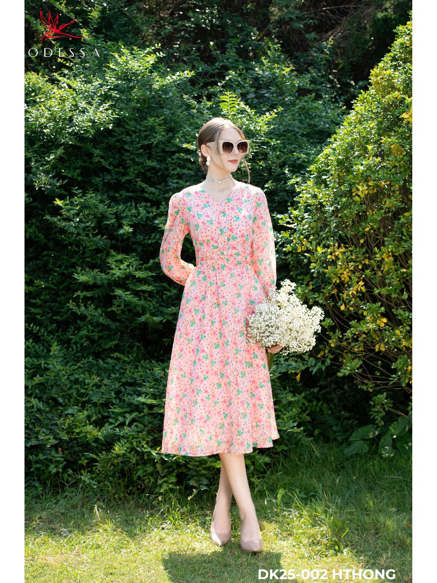 ĐẦM TAY DÀI PHỐI NÚT NỮ TÍNH DK25-002