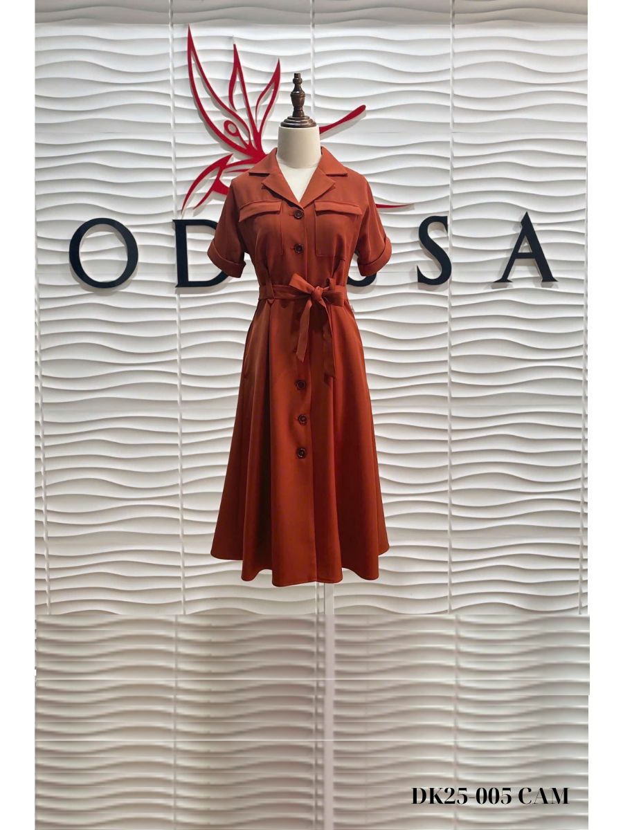 ĐẦM CỔ SƠ MI THẮT NƠ EO DK25-005