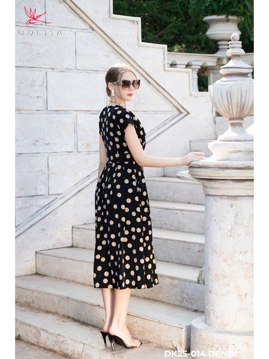 ĐẦM CỔ V THẮT EO DK25-014