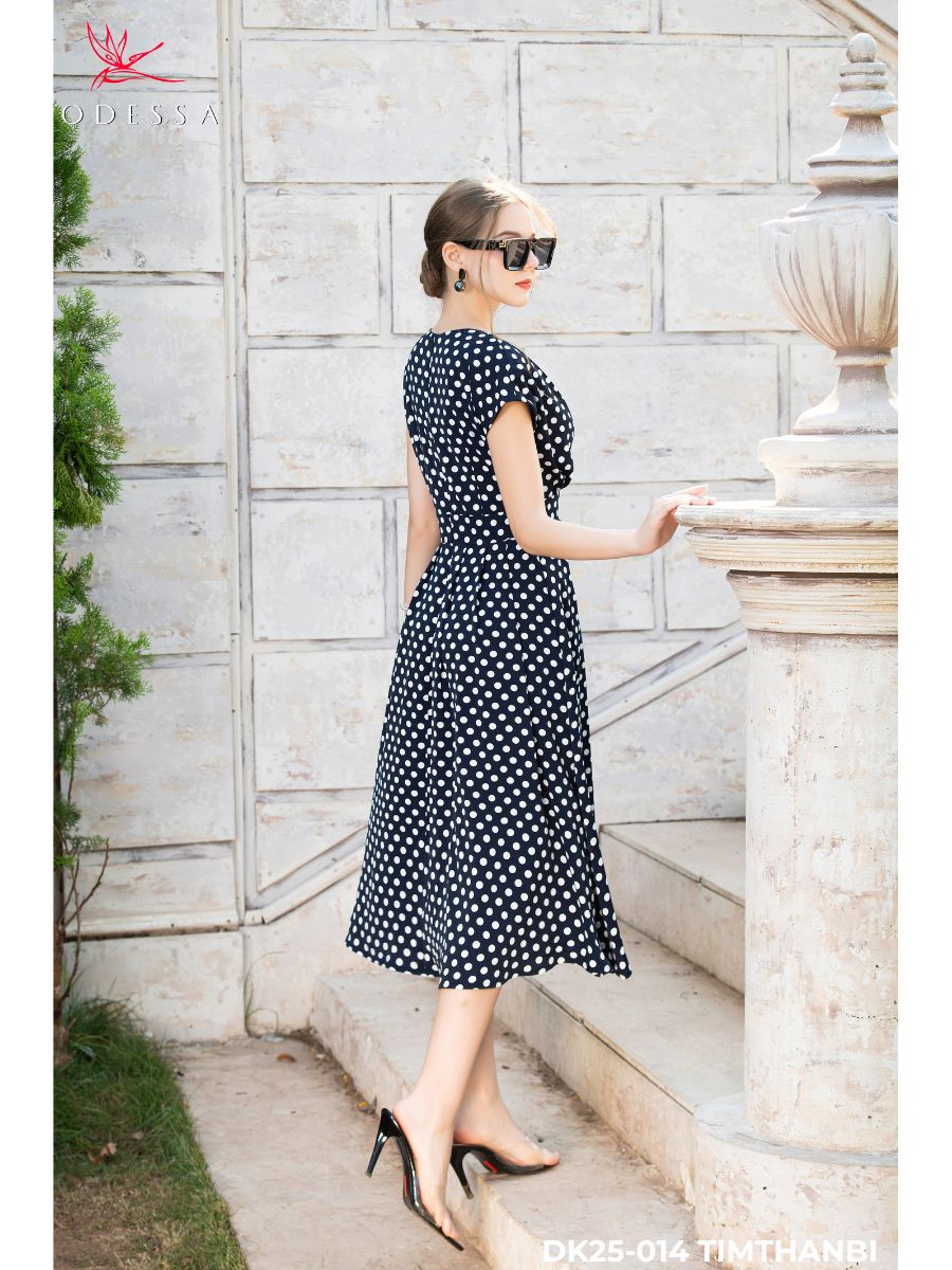 ĐẦM CỔ V THẮT EO DK25-014