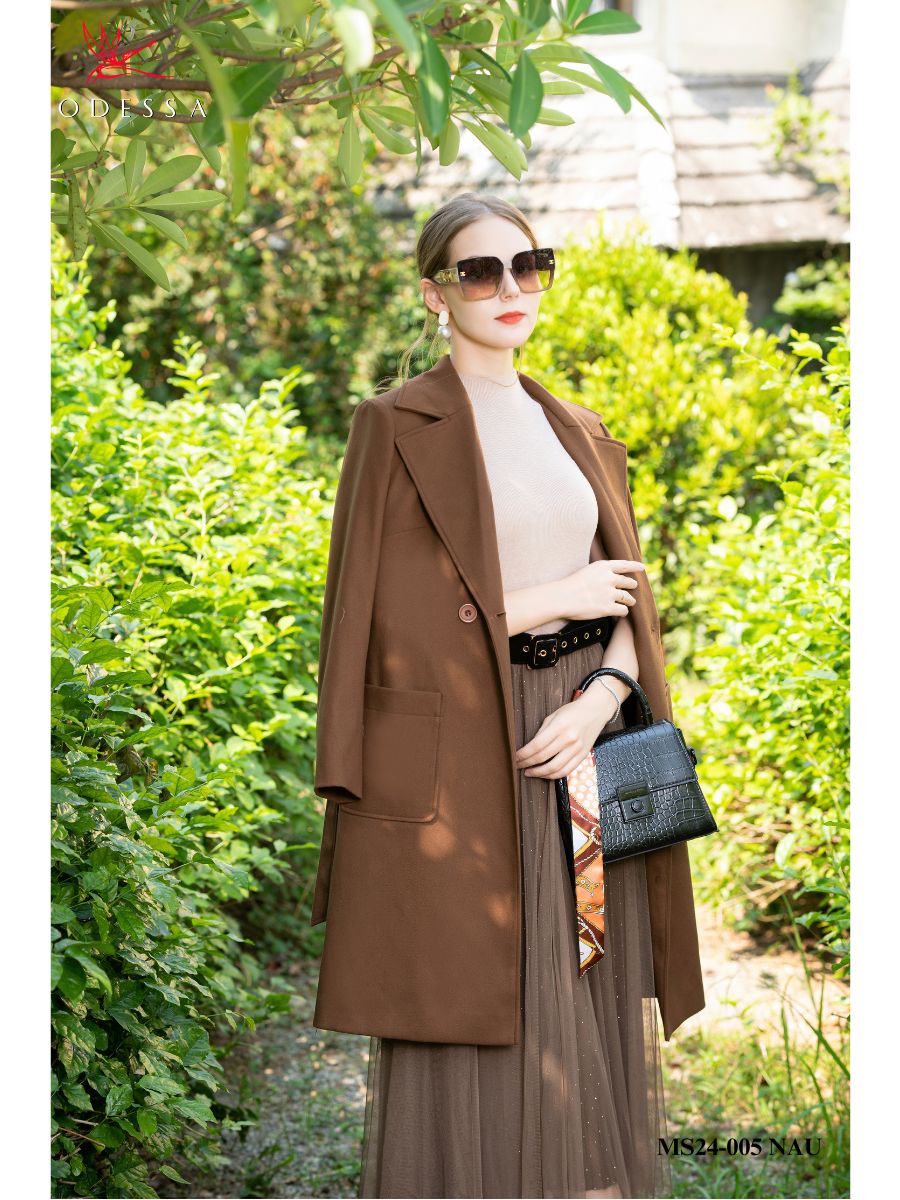 ÁO MĂNG TÔ DÀI TRƠN CÓ TÚI MS24-005