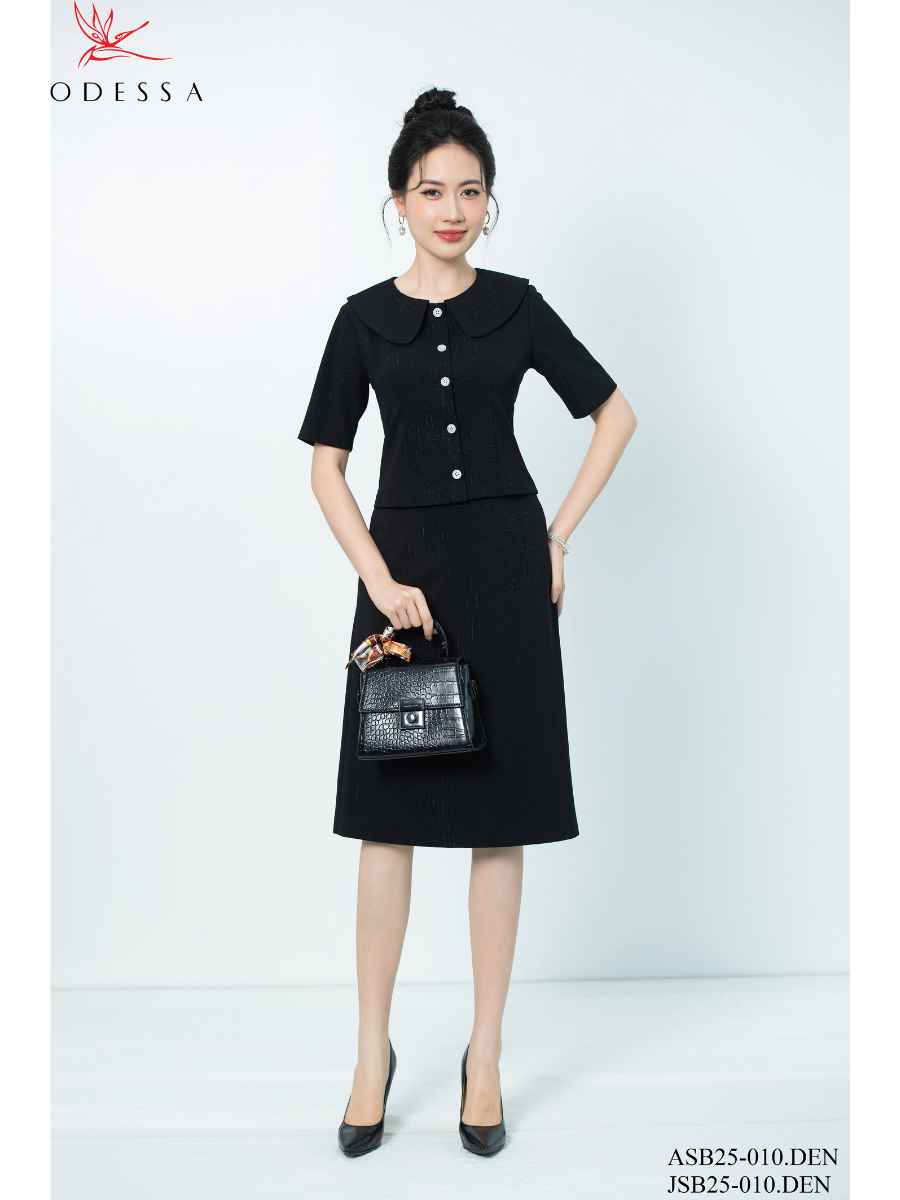 ÁO SƠ MI CỔ LÁ SEN BO TRÒN CÚC SỌC ASB25-010