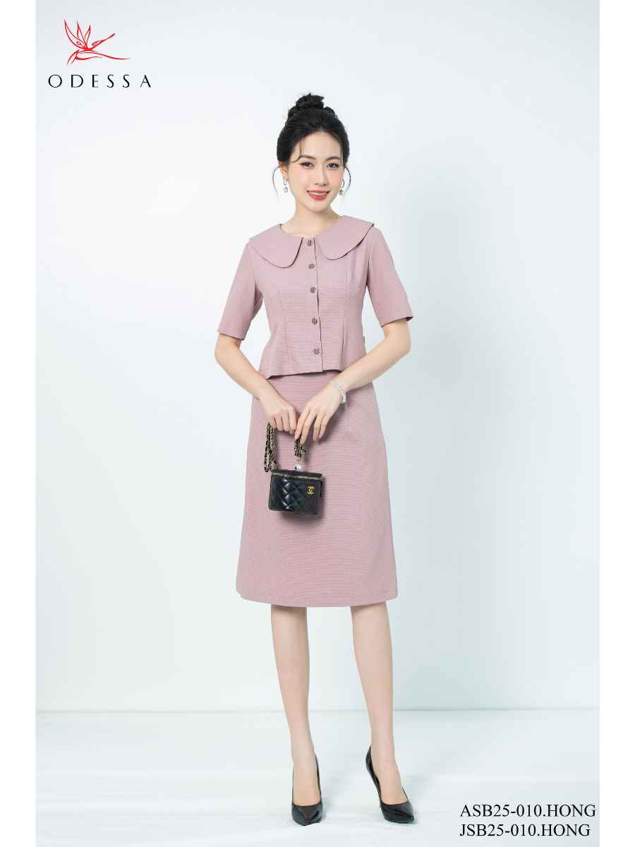 ÁO SƠ MI CỔ LÁ SEN BO TRÒN CÚC SỌC ASB25-010