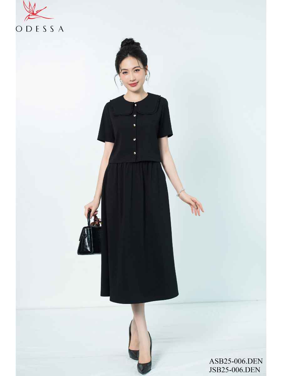 ÁO SƠ MI CỔ LÁ SEN TIỂU THƯ ASB25-006