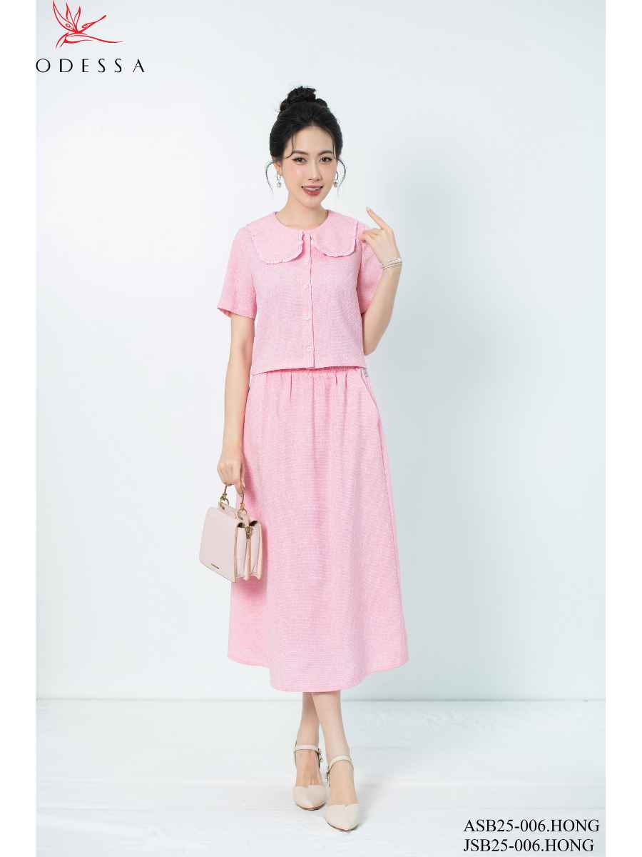 ÁO SƠ MI CỔ LÁ SEN TIỂU THƯ ASB25-006