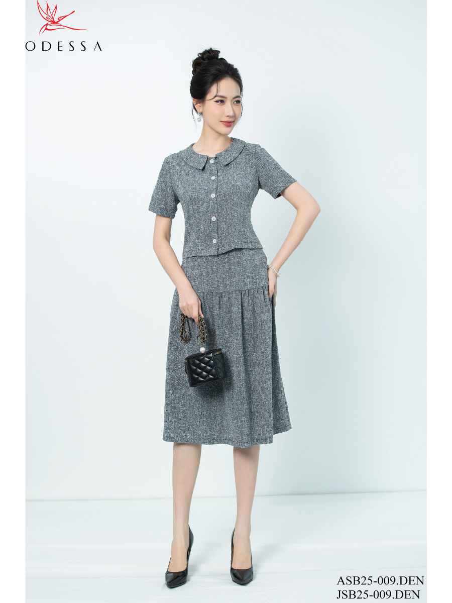 ÁO SƠ MI CỔ SEN DỆT VÂN ASB25-009