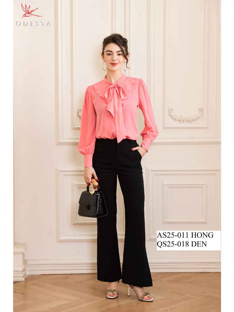 ÁO SƠ MI CỔ SEN VẠT NƠ THANH LỊCH AS25-011