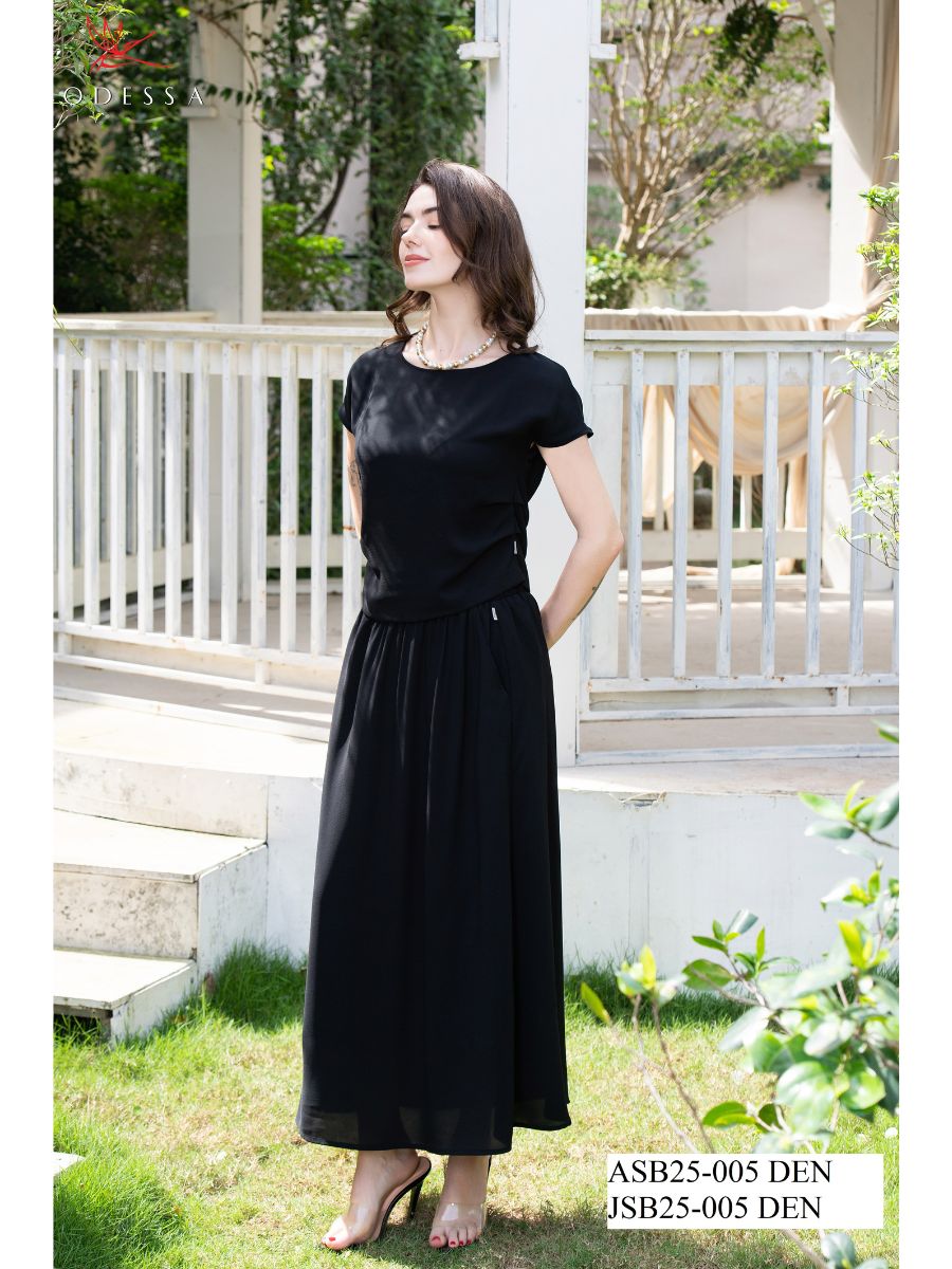 ÁO SƠ MI CỔ TRÒN NHÚN EO ASB25-005