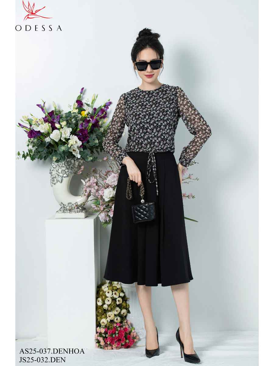 ÁO SƠ MI CỔ TRÒN PHỐI DÂY RÚT EO AS25-037