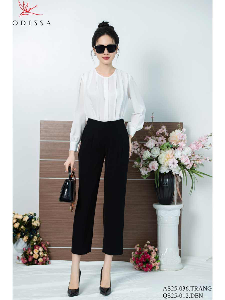 ÁO SƠ MI CỔ TRÒN XẾP LY TRƯỚC AS25-036