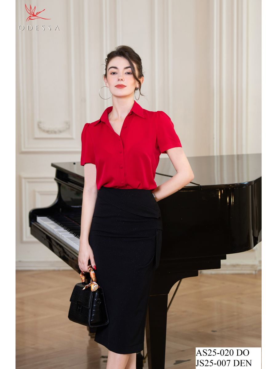 ÁO SƠ MI CỘC TAY CỔ ĐỨC AS25-020 