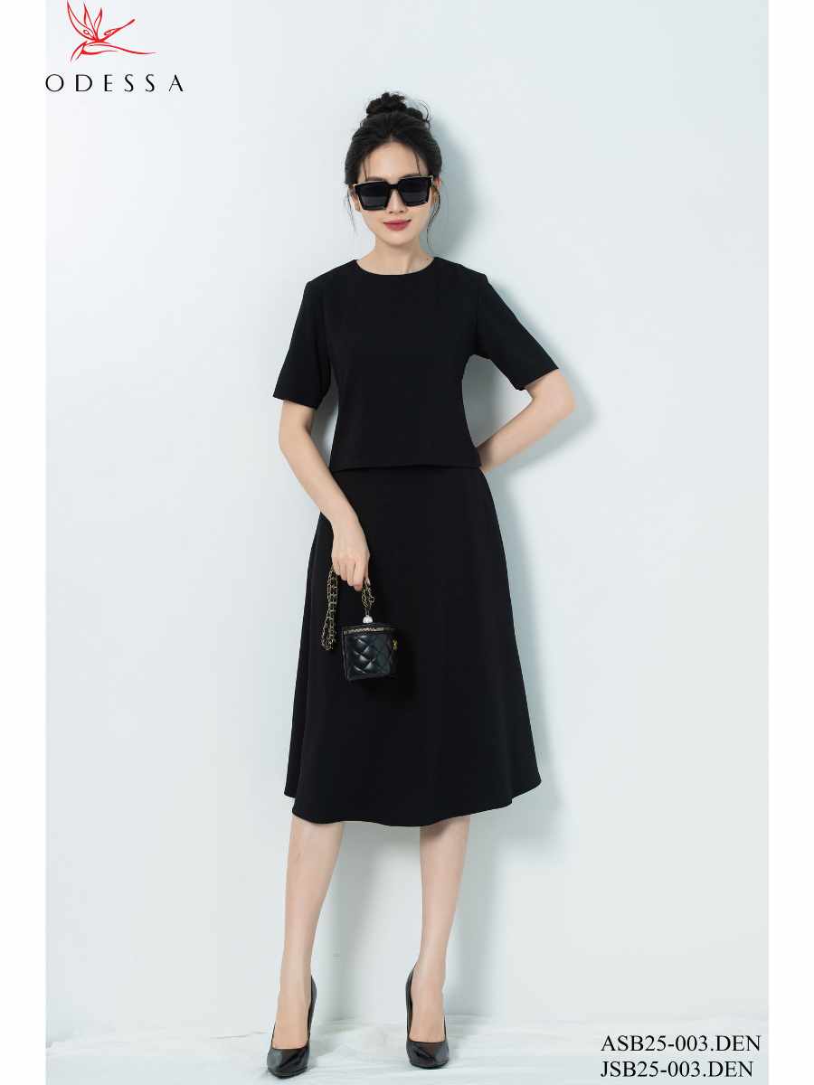 ÁO SƠ MI CROPTOP CỔ TRÒN BASIC ASB25-003