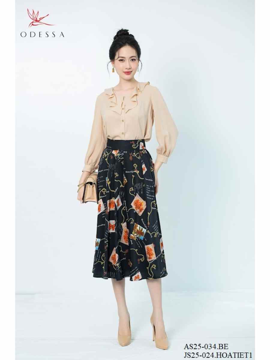 O SƠ MI DÀI TAY CỔ LÁ SEN AS25-034