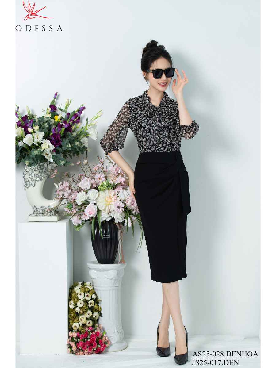 ÁO SƠ MI PHỐI NƠ CỔ TAY BO NHÚN AS25-028