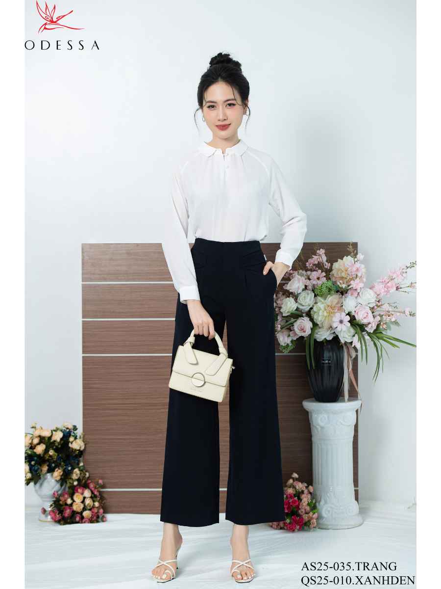 ÁO SƠ MI TAY DÀI CỔ ĐỨC ĐÍNH CÚC AS25-035