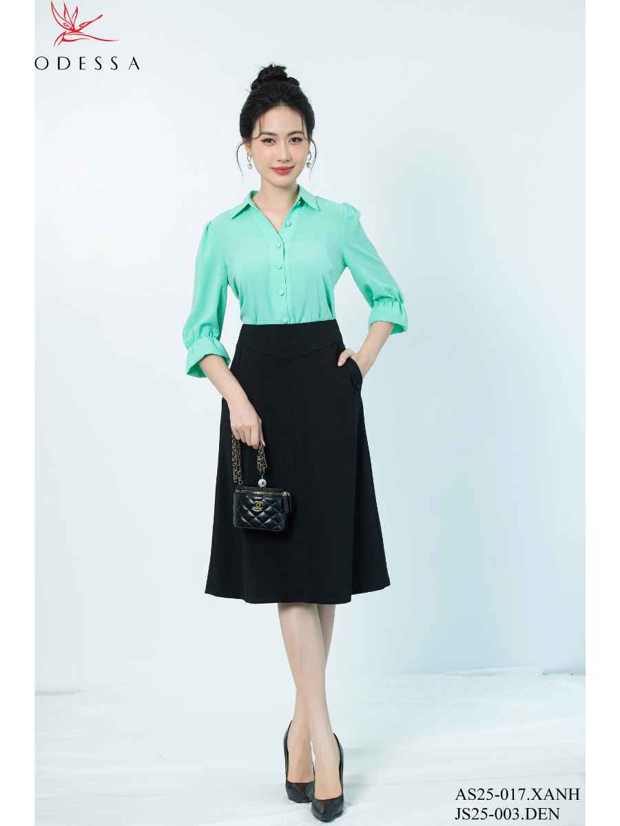 ÁO SƠ MI TAY LỬNG HỌA TIẾT ĐƠN GIẢN AS25-017