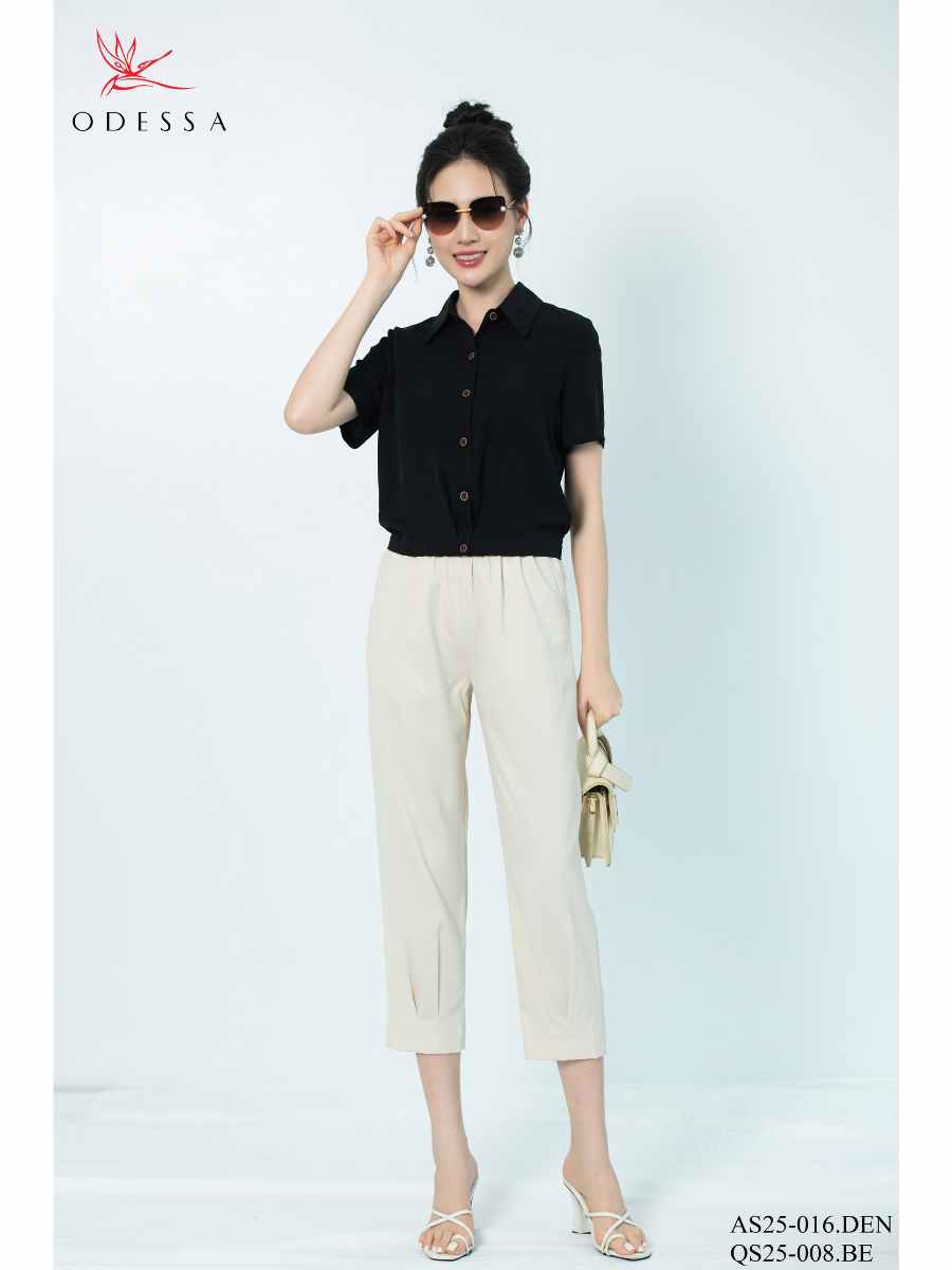 ÁO SƠ MI TAY NGẮN BO EO AS25-016