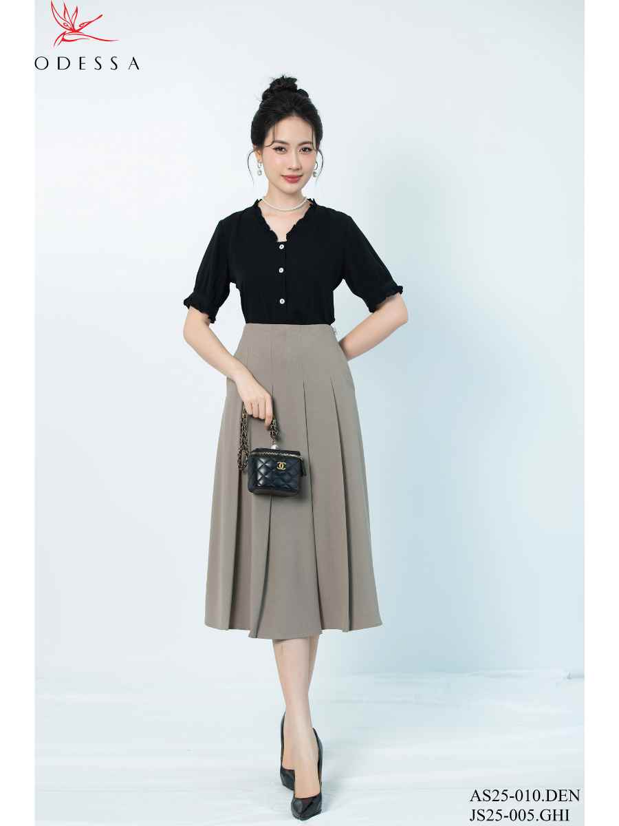 ÁO SƠ MI TAY PHỒNG PHỐI VIỀN CỔ AS25-010